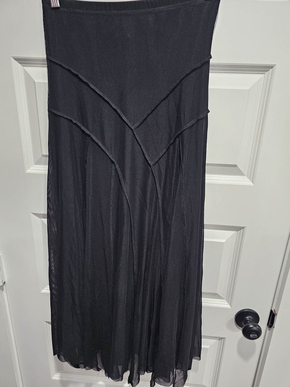 Kokomo Black Maxi Skirt with Sheer Overlay